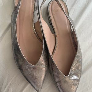 J.Crew Silver Slingback Ballet Flats